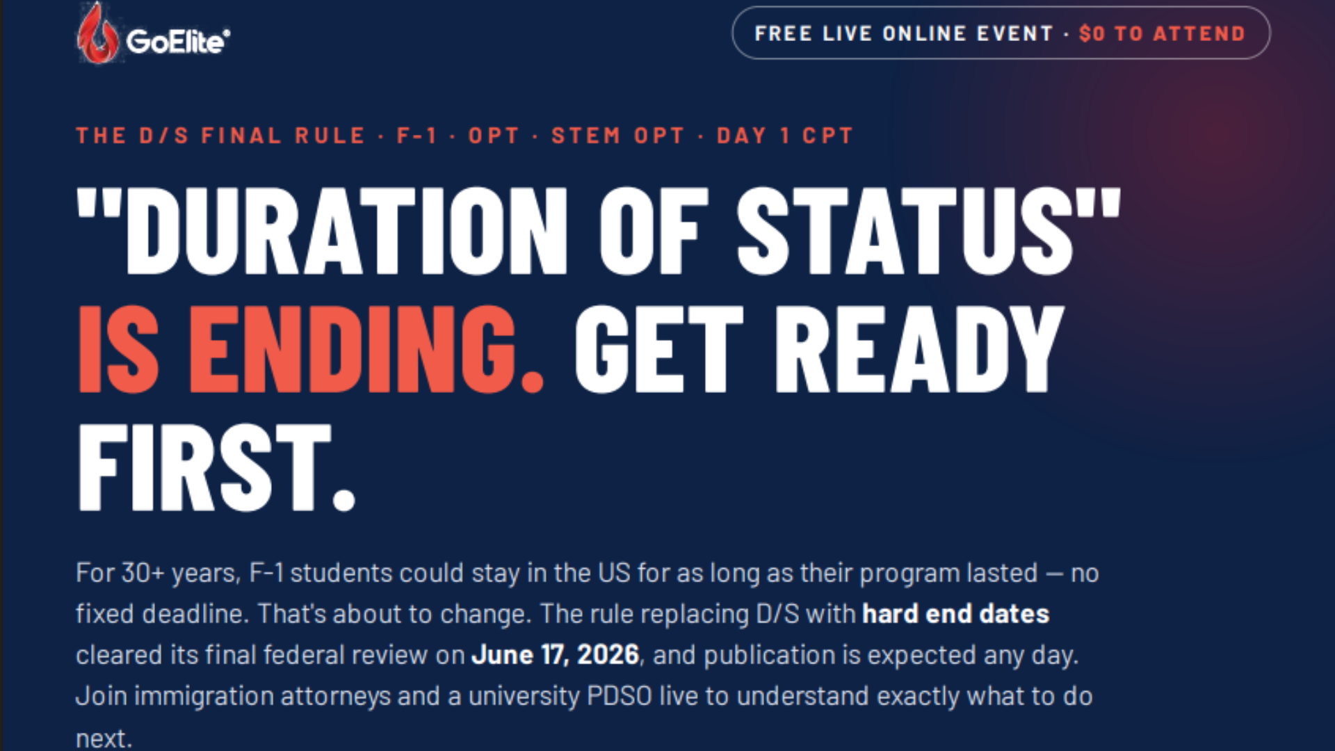 duration of status is ending banner - what you need to know